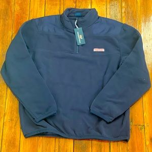 NEW Vineyard Vines Mens Custom Fleece Shep Shirt Navy w/logo size Large